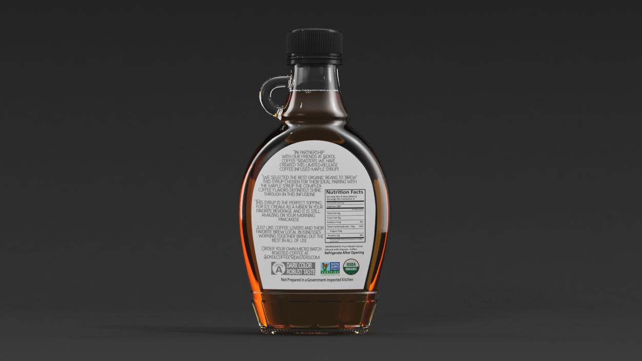 Organic Maple Syrup Glass Bottle 3D