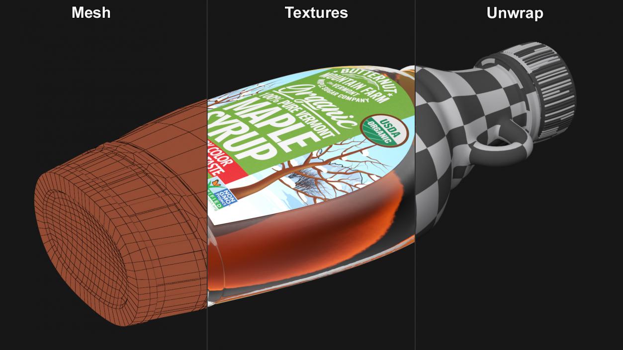 Organic Maple Syrup Glass Bottle 3D