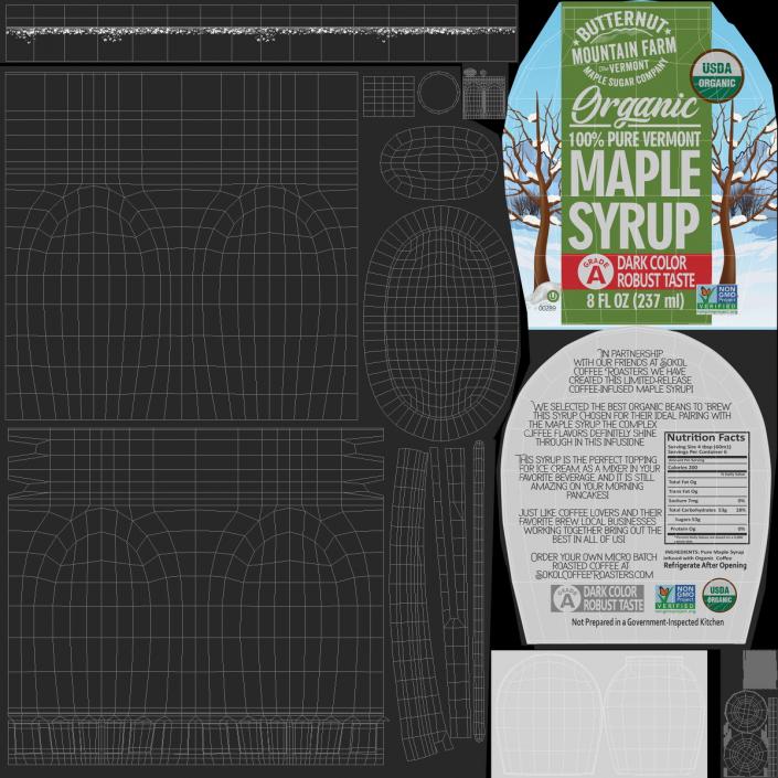 Organic Maple Syrup Glass Bottle 3D