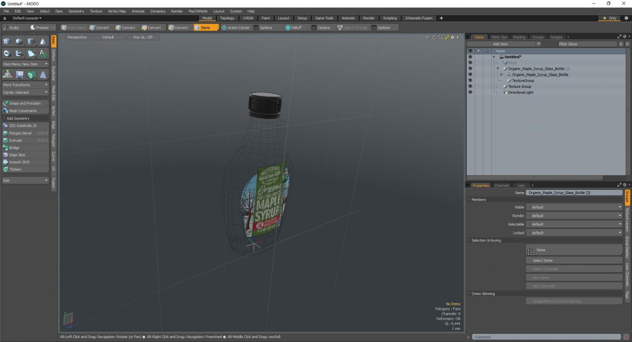 Organic Maple Syrup Glass Bottle 3D