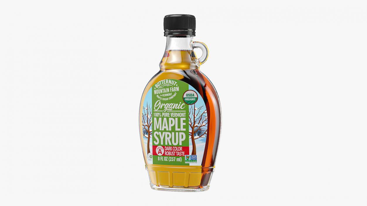 Organic Maple Syrup Glass Bottle 3D