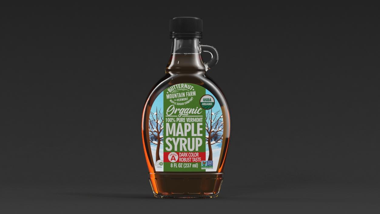 Organic Maple Syrup Glass Bottle 3D