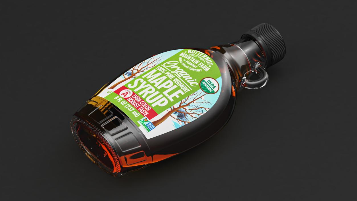 Organic Maple Syrup Glass Bottle 3D