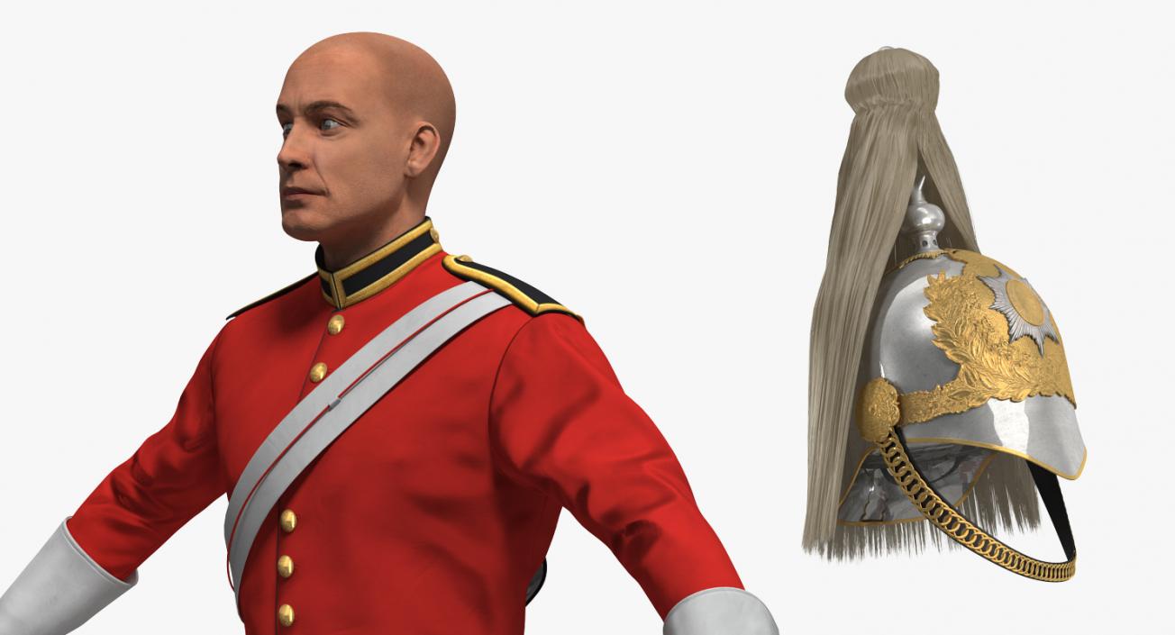 3D model British Royal Lifeguard Cavalry Soldier with Fur Rigged