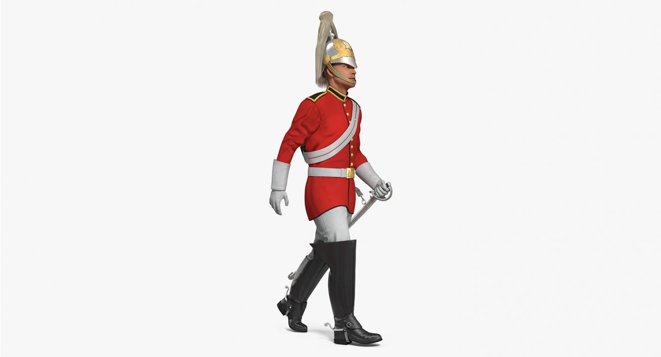 3D model British Royal Lifeguard Cavalry Soldier with Fur Rigged