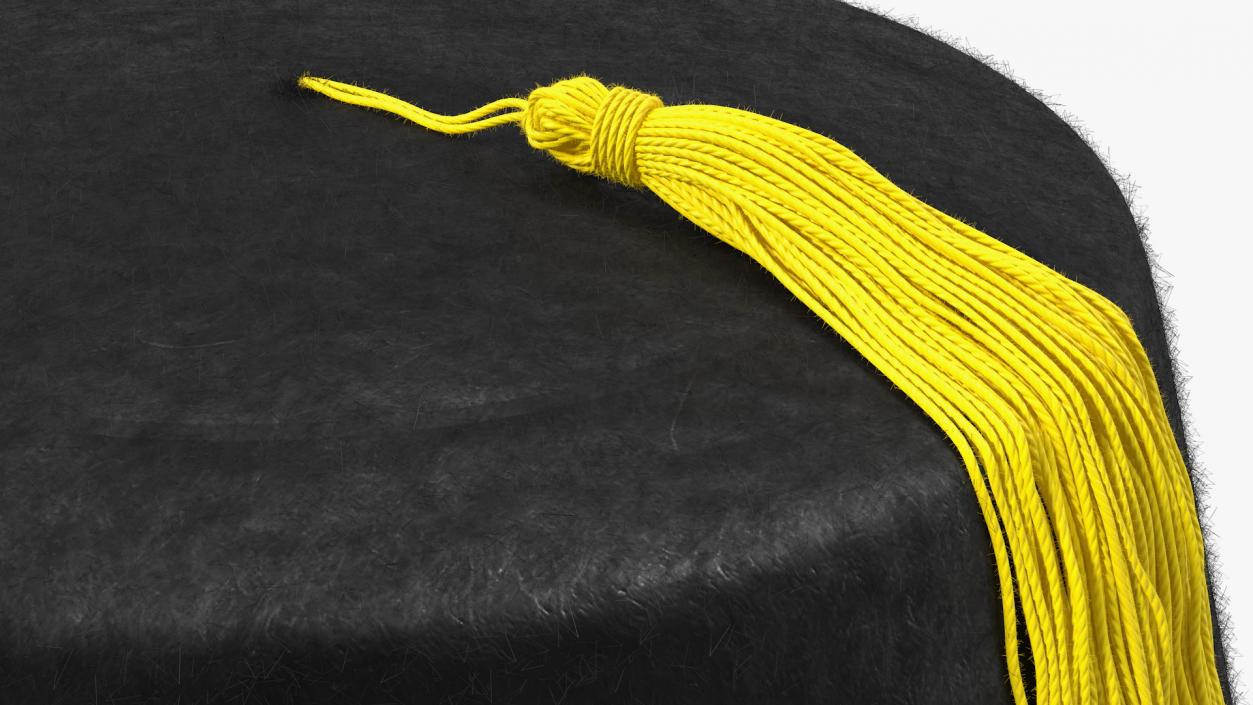 3D model Traditional Arabic Black Fez Hat With Yellow Tassel Fur