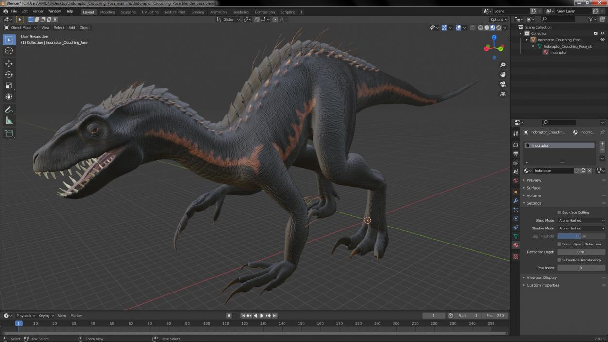 3D model Indoraptor Crouching Pose