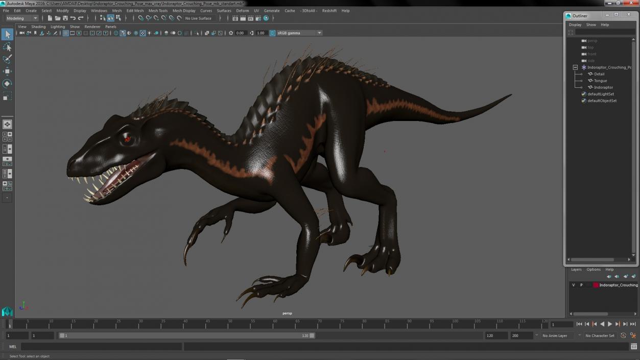 3D model Indoraptor Crouching Pose