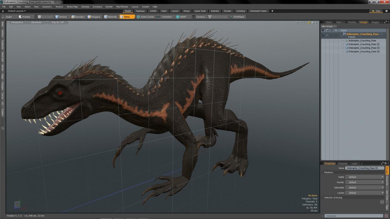 3D model Indoraptor Crouching Pose