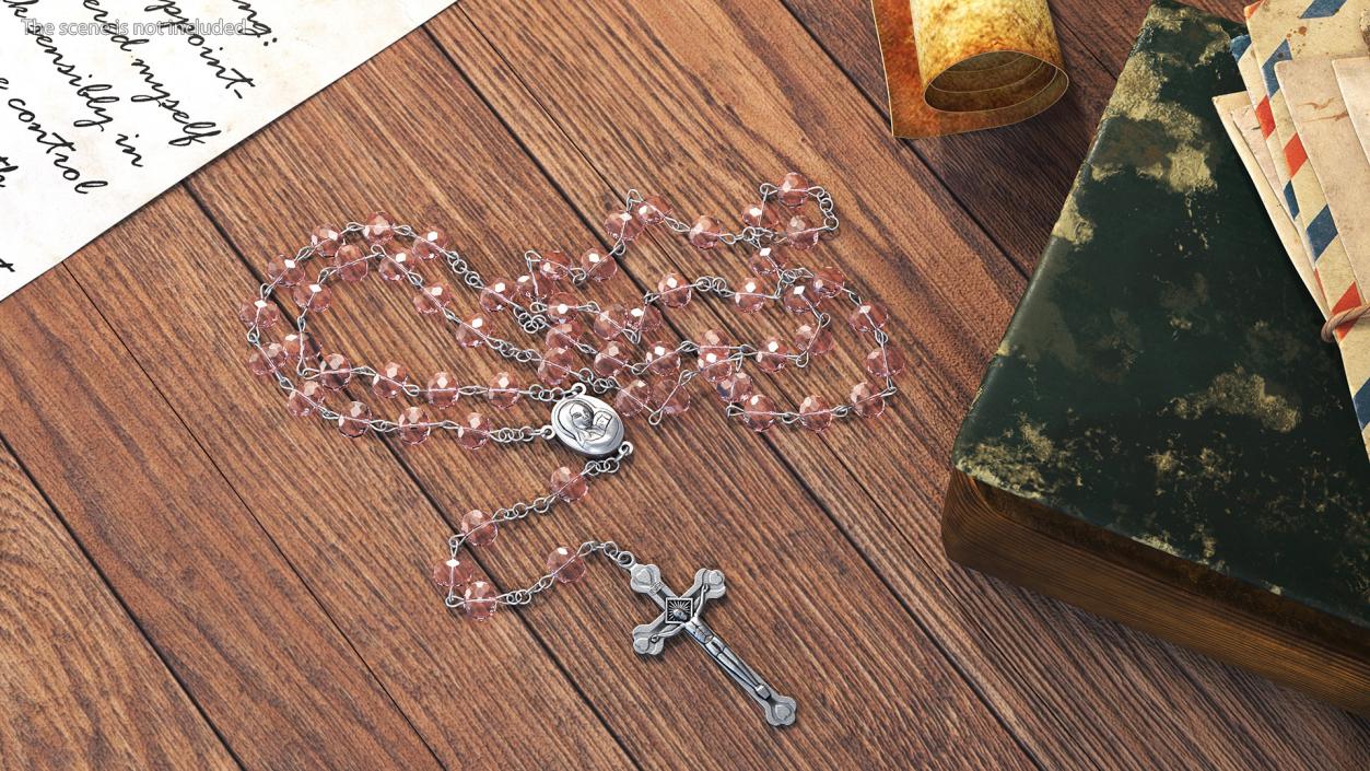 3D Religious Rosary Beads with Crucifix Pink