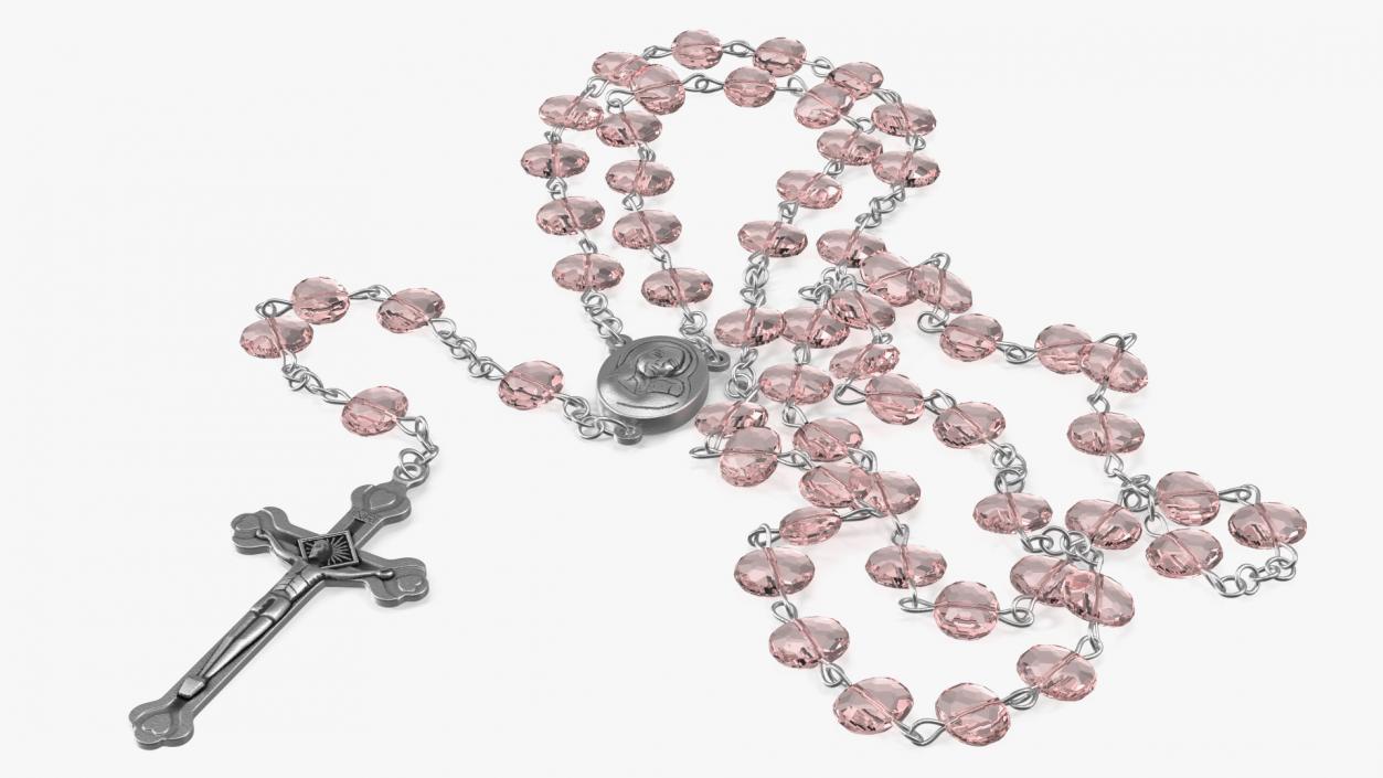 3D Religious Rosary Beads with Crucifix Pink