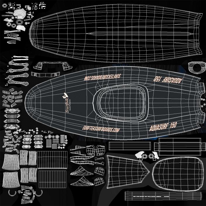 Surftek Aquasurf Jet Surfboard Folded Carbon 3D model