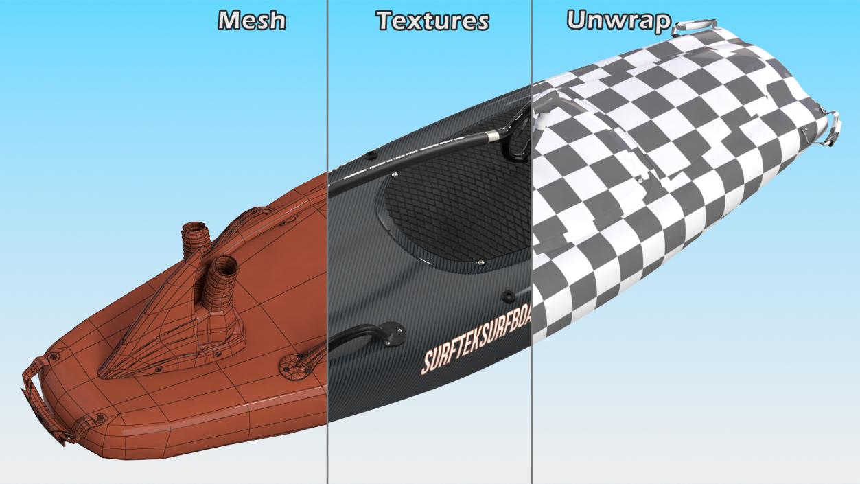 Surftek Aquasurf Jet Surfboard Folded Carbon 3D model