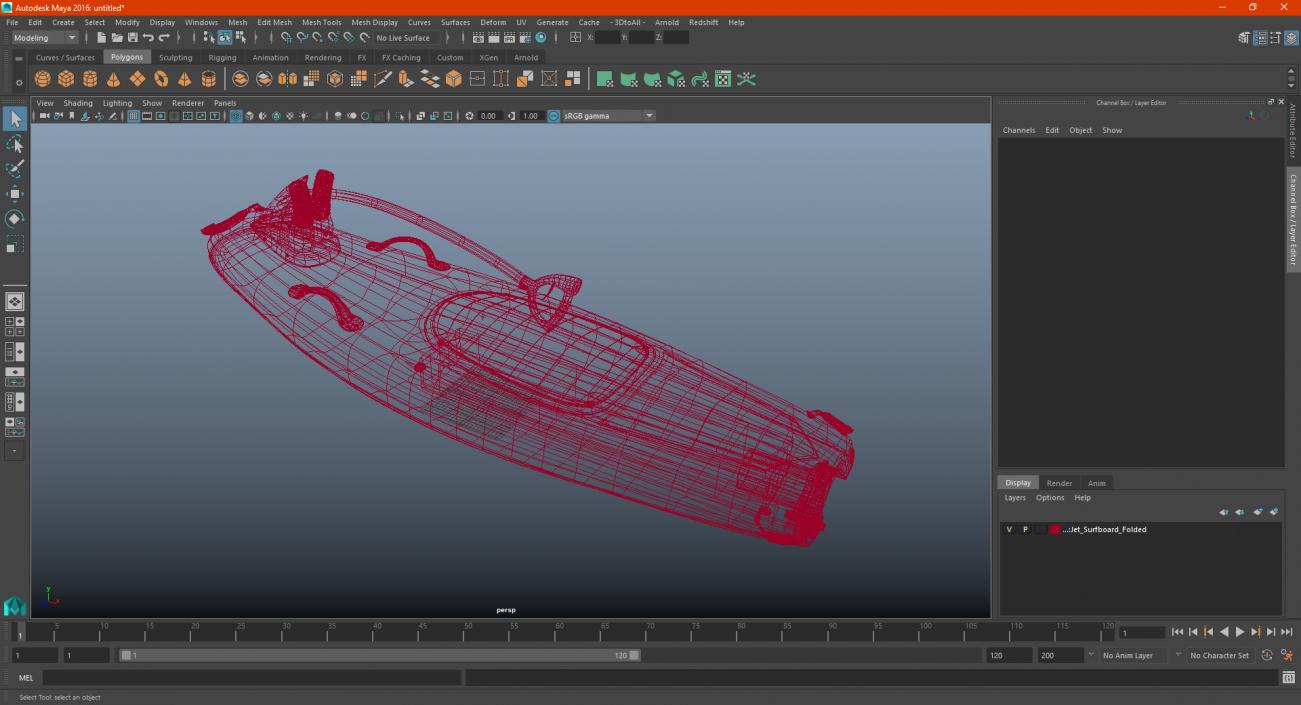 Surftek Aquasurf Jet Surfboard Folded Carbon 3D model