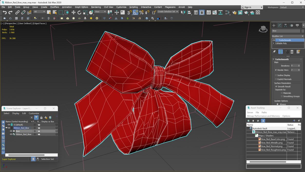 Ribbon Red Bow 3D model