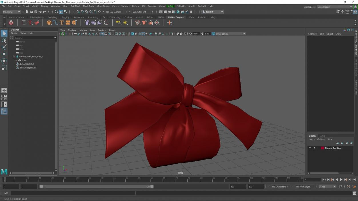 Ribbon Red Bow 3D model