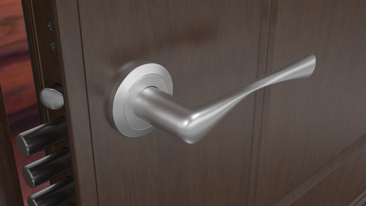 Steel Door Handles Separate 3D