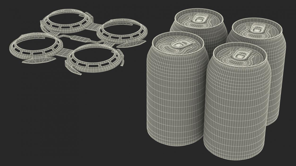 4 Soda Cans Plastic Rings Holder 3D