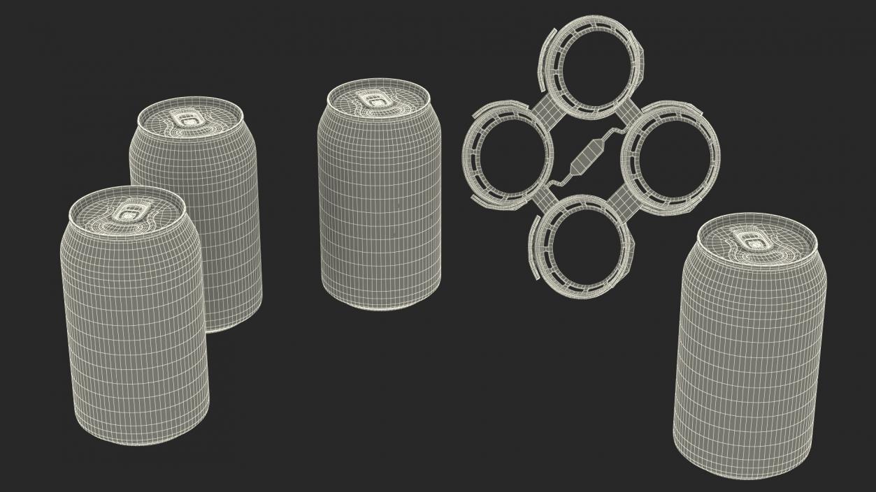 4 Soda Cans Plastic Rings Holder 3D