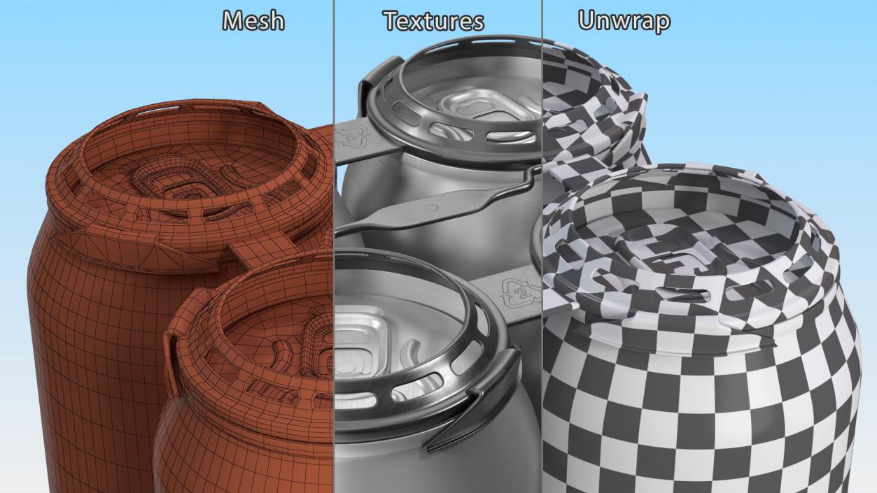 4 Soda Cans Plastic Rings Holder 3D