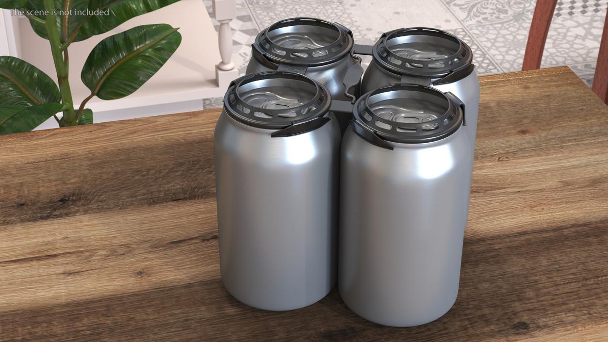 4 Soda Cans Plastic Rings Holder 3D