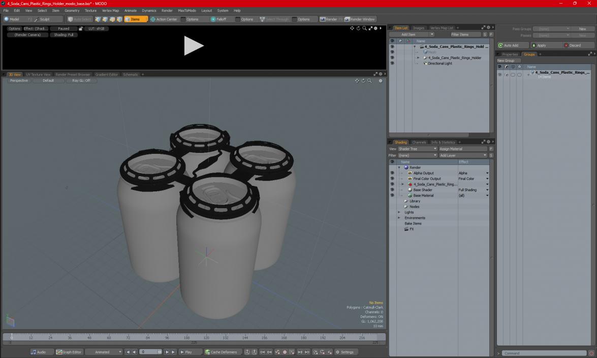 4 Soda Cans Plastic Rings Holder 3D