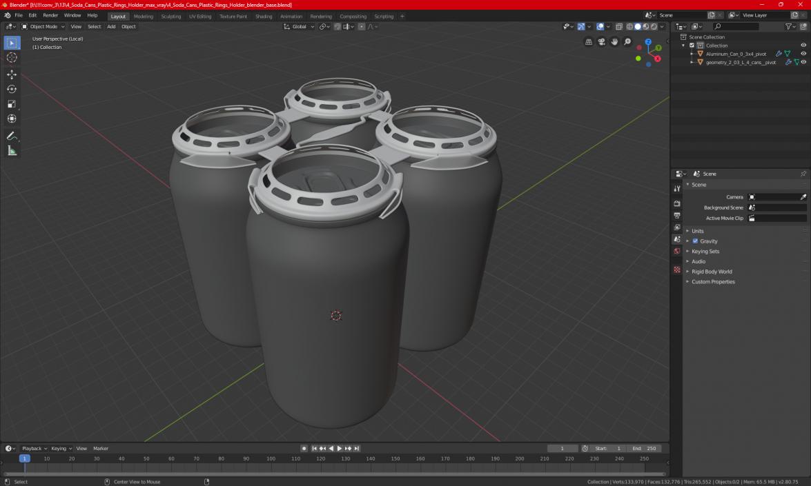 4 Soda Cans Plastic Rings Holder 3D