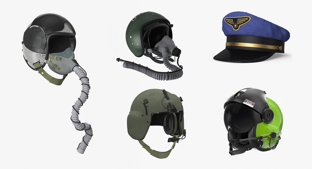 3D Pilot Hats Collection 2 model