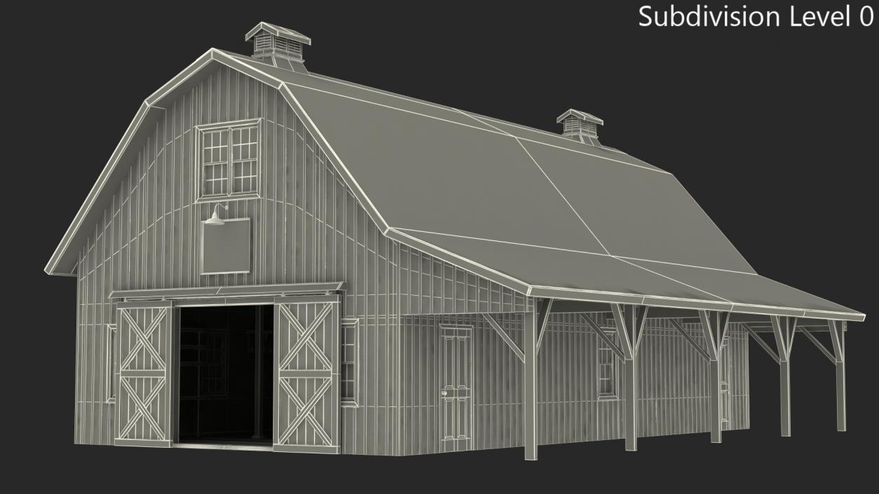 Traditional American Red Barn 3D model