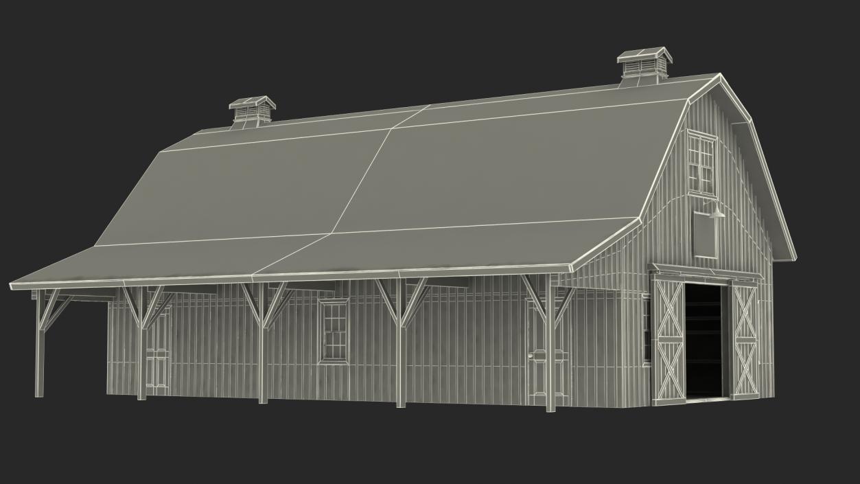 Traditional American Red Barn 3D model