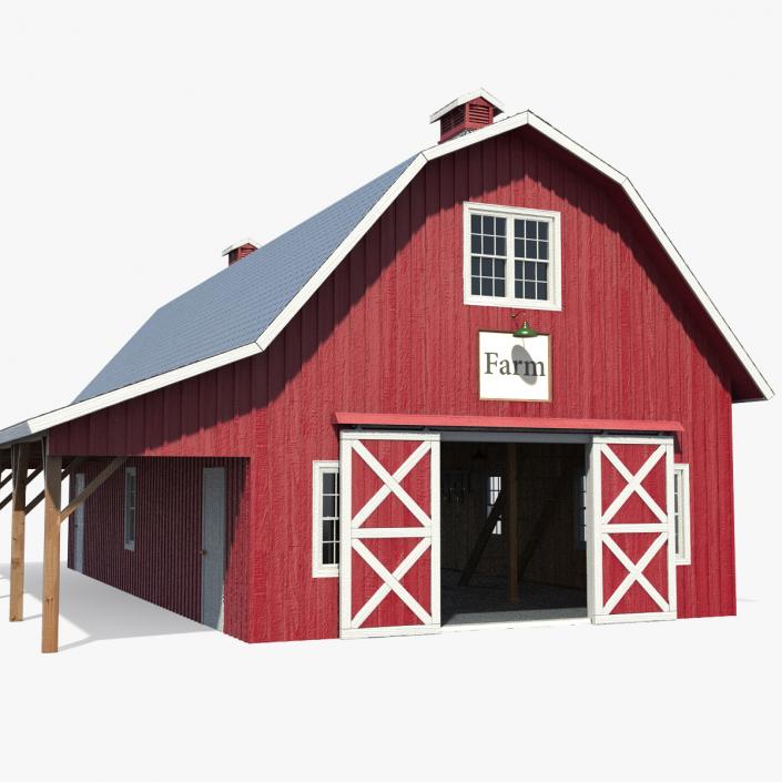 Traditional American Red Barn 3D model