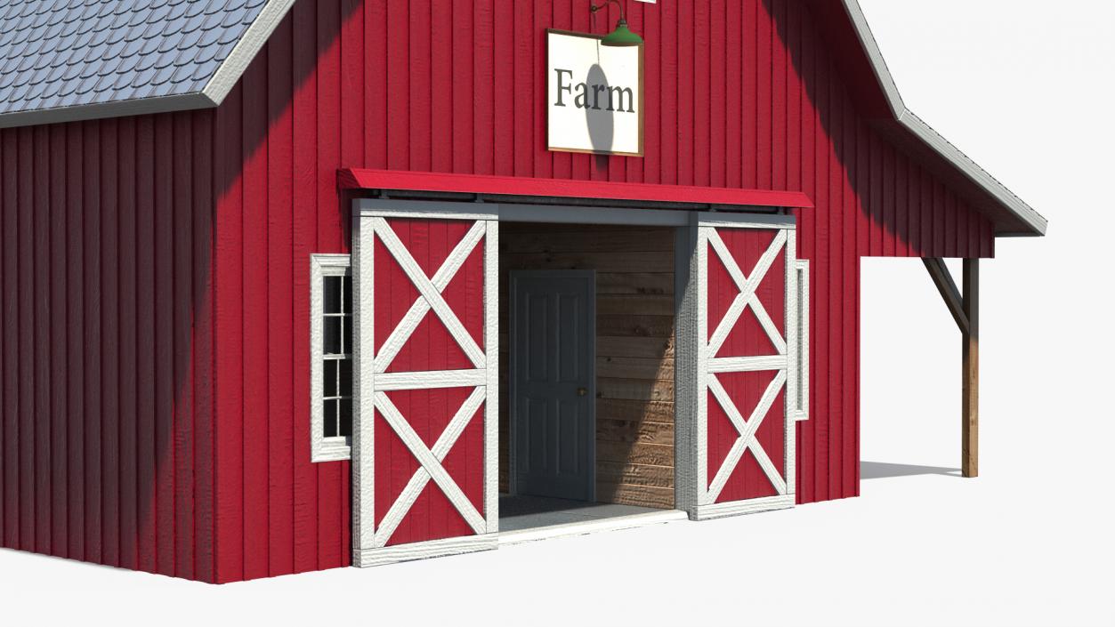 Traditional American Red Barn 3D model