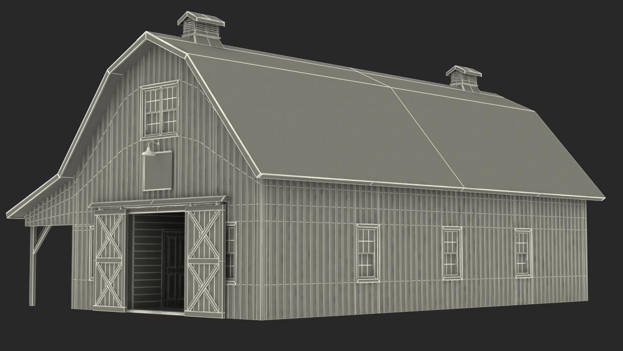 Traditional American Red Barn 3D model