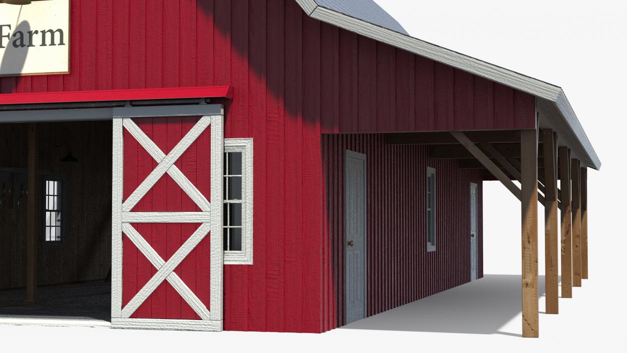 Traditional American Red Barn 3D model