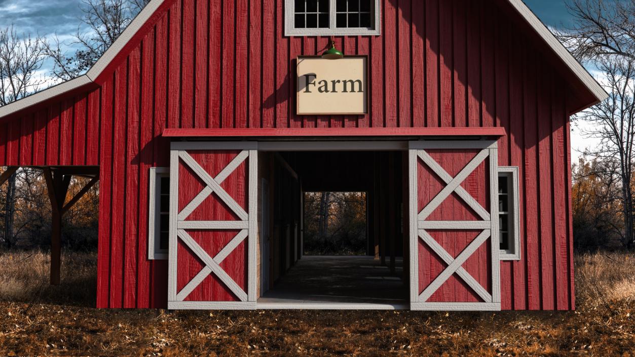 Traditional American Red Barn 3D model