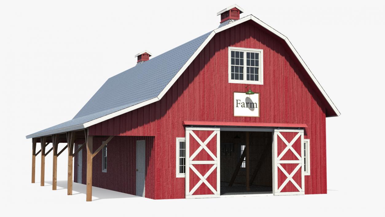 Traditional American Red Barn 3D model