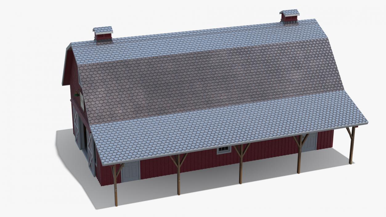 Traditional American Red Barn 3D model