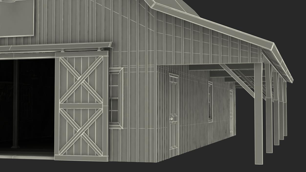 Traditional American Red Barn 3D model