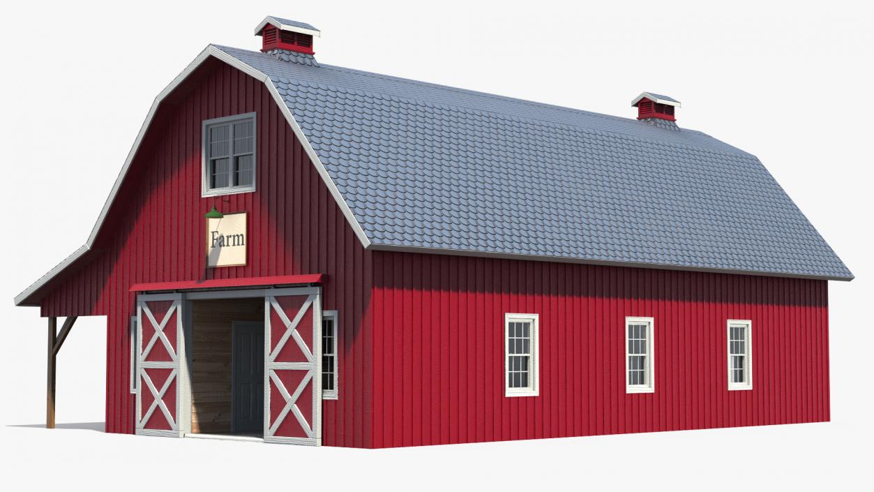 Traditional American Red Barn 3D model