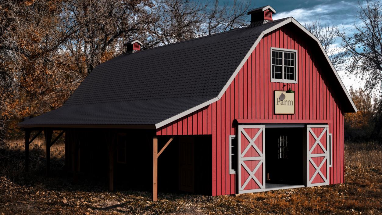 Traditional American Red Barn 3D model