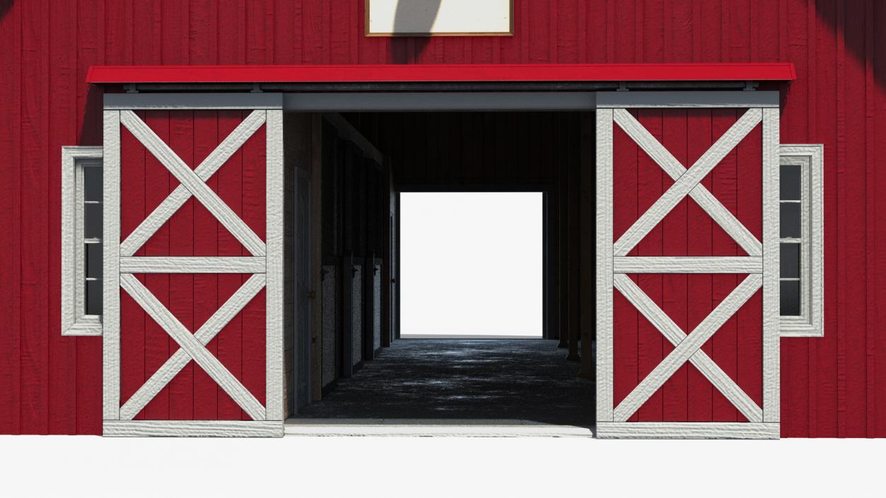 Traditional American Red Barn 3D model