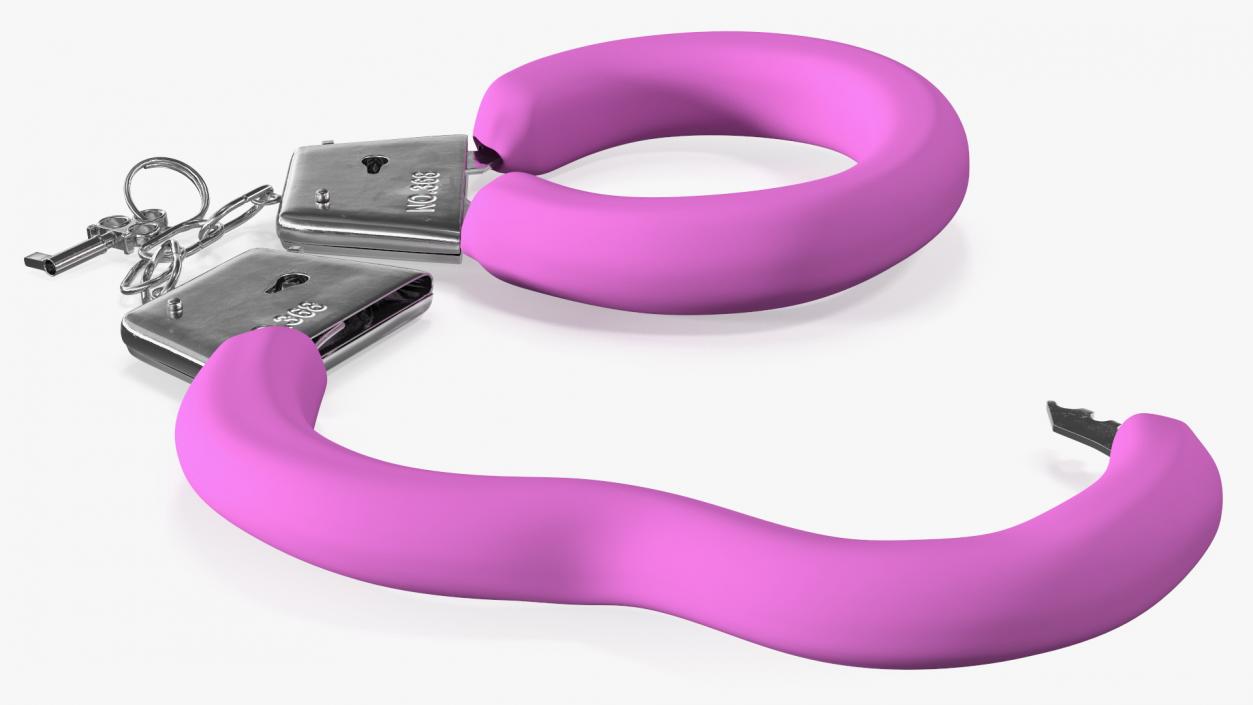 3D Unfastened Steel Pink Handcuffs