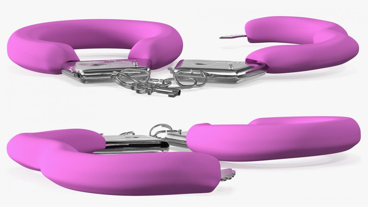 3D Unfastened Steel Pink Handcuffs