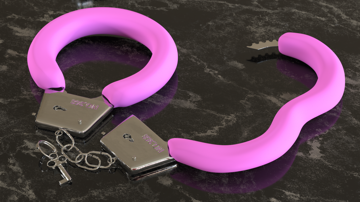 3D Unfastened Steel Pink Handcuffs