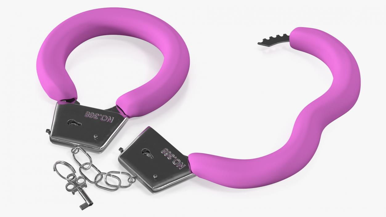 3D Unfastened Steel Pink Handcuffs