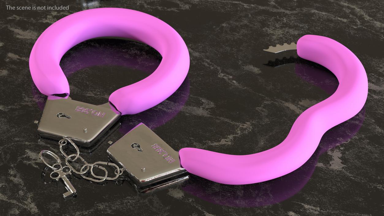 3D Unfastened Steel Pink Handcuffs