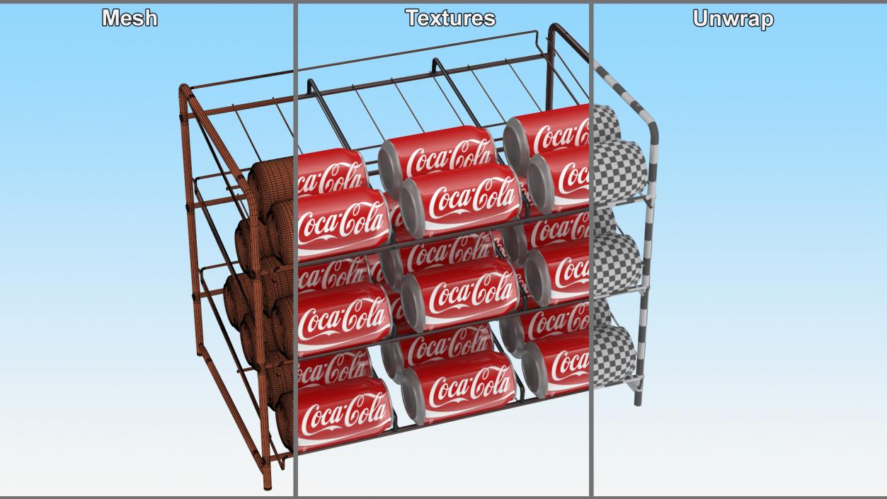 3D Beverage Organizer with CocaCola Cans and Price Label model