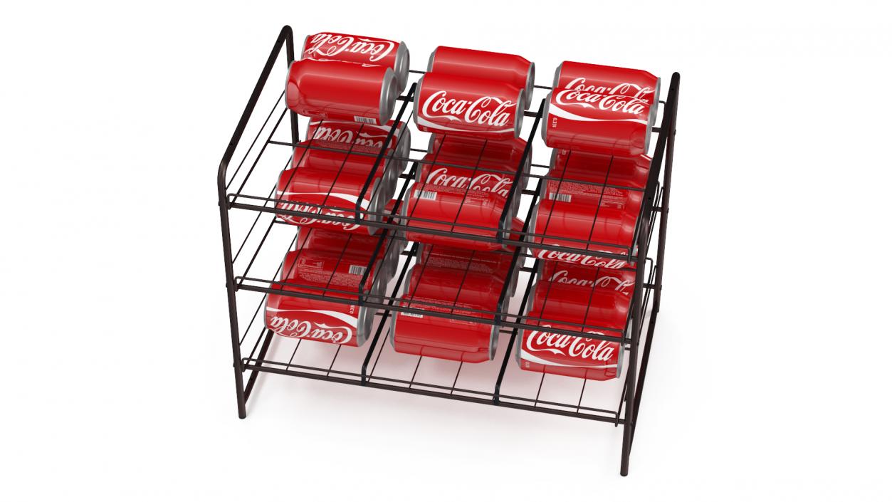 3D Beverage Organizer with CocaCola Cans and Price Label model