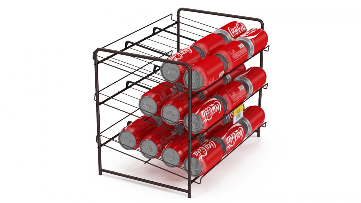 3D Beverage Organizer with CocaCola Cans and Price Label model