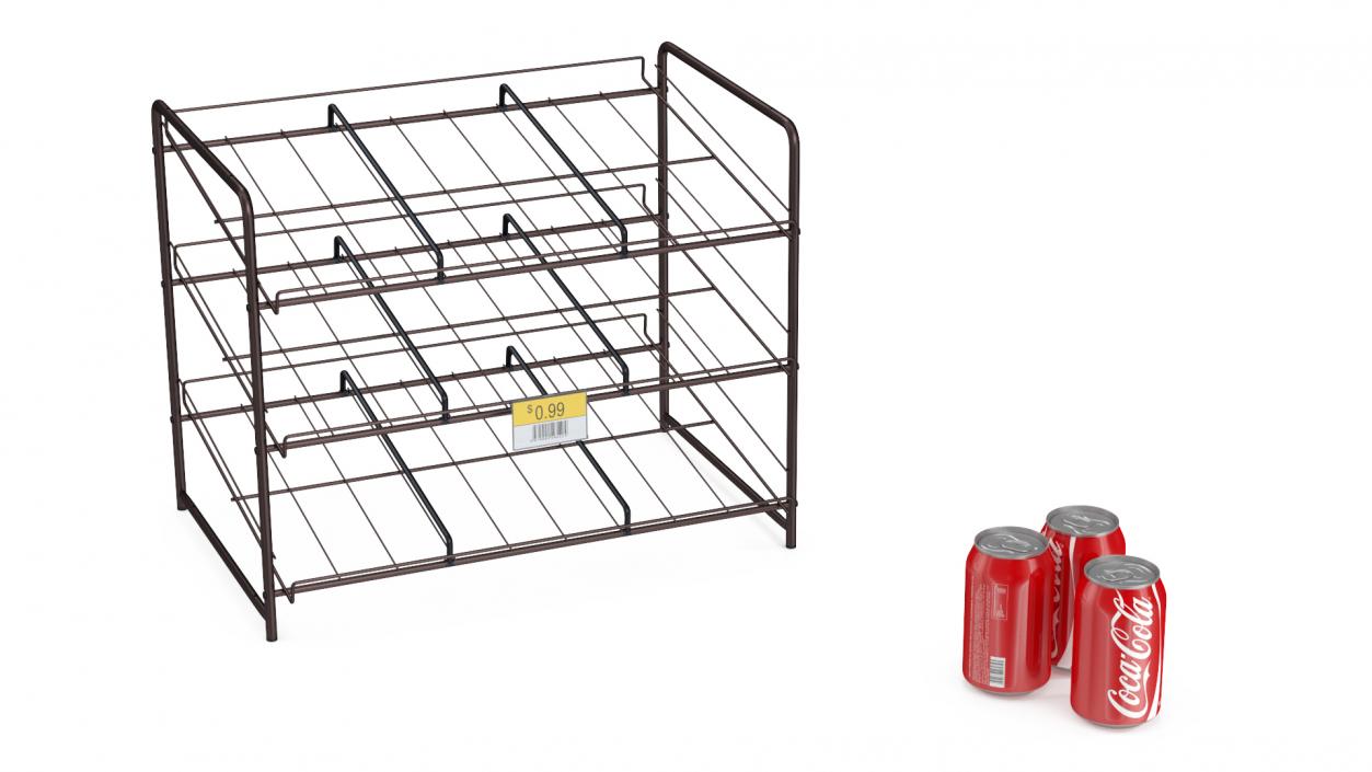 3D Beverage Organizer with CocaCola Cans and Price Label model